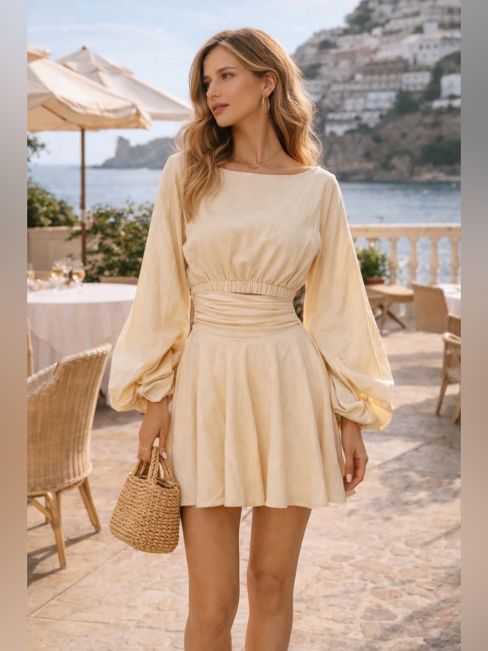 Just Bee Queen Colette Dress Sz S Cream Cutout Boho Mini Resort